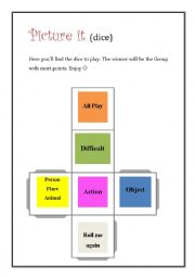 English Worksheet: Picture it! (3) Dice