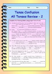 English Worksheet: Tense Confusion All Tenses (mixed) Review - 2