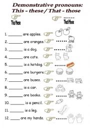 English Worksheet: demonstrative pronouns