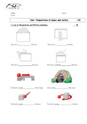 Test: prepositions of place and motion