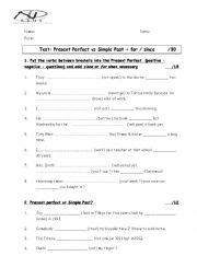 English Worksheet: Test: simple past vs. present perfect + for/since