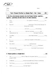 Test: simple past vs. present perfect + for/since