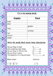 English Worksheet: Singular and Plural