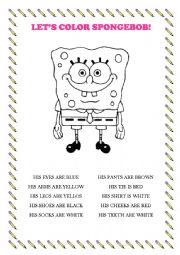 English Worksheet: Color SpongeBob