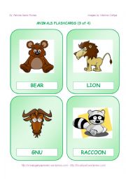 English Worksheet: ANIMALS FLASHCARDS  - 3 OF 4