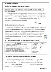 English Worksheet: mid term test n3 for 7th form