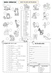English Worksheet: Wild Animals - Can / Cant