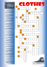 English Worksheet: Clothes Crossword