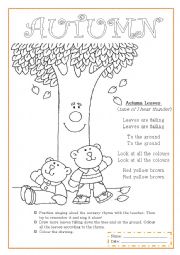 English Worksheet: Autumn nursery rhyme