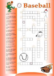 English Worksheet: Crossword Baseball