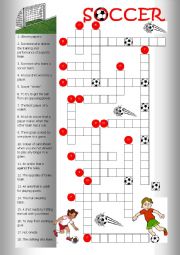 English Worksheet: Crossword Soccer