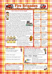 English Worksheet: Fire Brigades (KEY included)