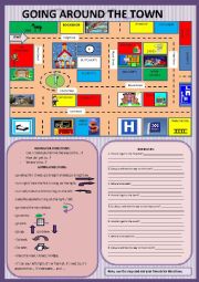 English Worksheet: In town - asking for and giving directions