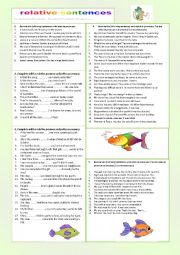 English Worksheet: relative sentences