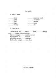 English Worksheet: Genitive, Articles and Plural