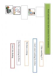 English worksheet: likes and dislikes matching activity for slow learners