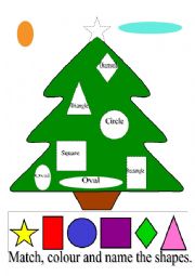English Worksheet: Christmas tree - shapes