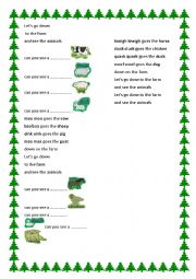 English worksheet: farm animals song 