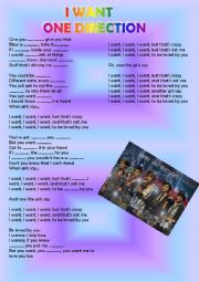 English Worksheet: I want - One direction