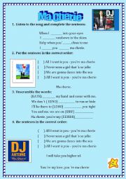 English Worksheet: Song - Ma Cherie