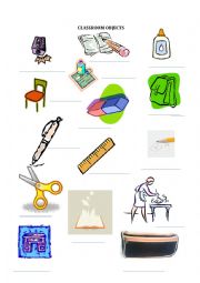 English Worksheet: classroom objects