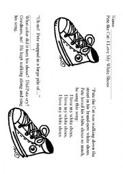 English Worksheet: Pete the Cat: I Love My White Shoes