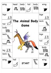 English Worksheet: Animal body board game