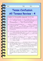 English Worksheet: Tense Confusion All Tenses (mixed) Review - 4