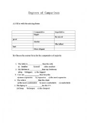 English Worksheet: Degrees of comparison