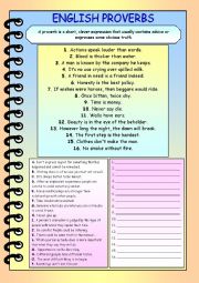 English Worksheet: Proverbs