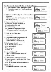 English Worksheet: places and speakers ( a very useful mini-dialogues) 