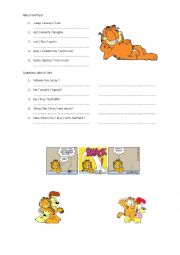 English Worksheet: Garfield present simple and adverbs of frequency