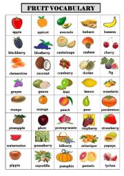 English Worksheet: 40 fruit-names
