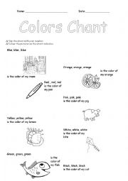 English Worksheet: Colors Chant