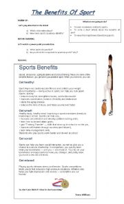 English Worksheet: The Benefits Of Sport.