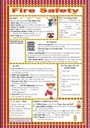 English Worksheet: Fire Safety (KEY icluded)