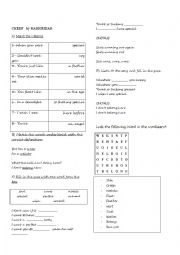 English Worksheet: Song Creep