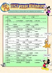 English Worksheet: NICE PRACTICE CONTAINING IDIOMS FROM WORKSHEET 01+ ANSWER KEY AND EXPLANATIONS TO WHY FOR THE ANSWERS.. ENJOY!!! ;)