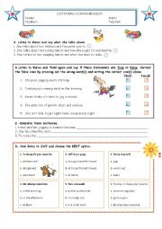 English Worksheet: Listening Comprehension - Keeping Fit