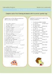 English Worksheet: Tag Questions