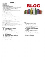 English Worksheet: blogging