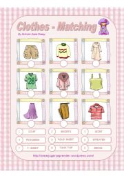 English Worksheet: CLOTHES - MATCHING