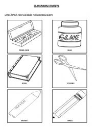 English Worksheet: Classroom Objects