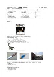 English Worksheet: you must be careful 