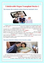 English Worksheet: Unbelievable Organ Transplant Stories 1