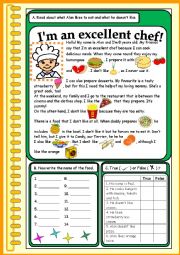 English Worksheet: Im an excellent chef!