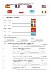 English Worksheet: What nationality are you?