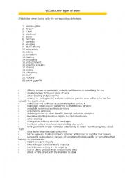 English Worksheet: Vocabulary - types of crimes ***WITH KEY***