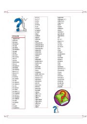 English Worksheet: Cognates (a)