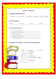English Worksheet: grammar test for 5th grades